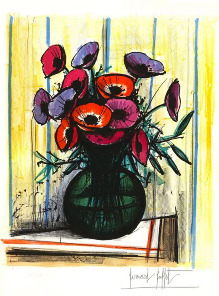 Bernard Buffet Officiel - Les anémones, 1972, 75,5 x 54 cm
